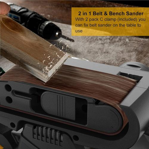 Jellas 3 × 21-Inch Belt Sander with Dust Bag, 7Amp Sander Machine with Variable-speed Control, 2 in 1 Vacuum Adapter, 10Feet (3 meters) Length Power Cord, Belt Sanders for Woodworking BS750-SD