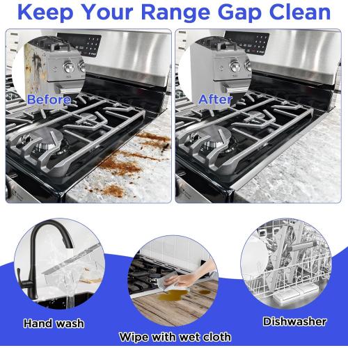 Stove Gap Covers Stainless Steel 2 Packs, 13.8-27.5 Retractable Range Gap Cover, Heat-Resistant Stove Gap Filler, Cooktop Trim Kit, Stove Guard for Even Surface - Silver