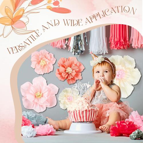 Cholemy 36 Pcs Tissue Paper Flowers, Crepe Decoration, Elegant Color