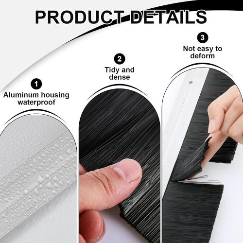 Lounsweer 2 Pcs 2.5 x 39.3 Inch Brush Door Sweep PP Hair Aluminum Door Sweep Bottom for Exterior Home Garage Alloy Brush for Exterior and Interior Sealing Gaps Keeps Out Cold Air, Dust