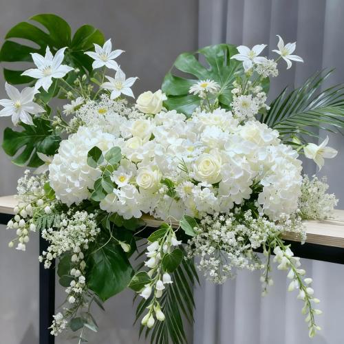 20 Pcs White Hydrangea Artificial Flowers Bulk, Faux Hydrangea Flowers Heads, Artificial Fake Silk Hydrangea Flowers with Stems, White Flowers Artificial for Decoration Wedding Décor