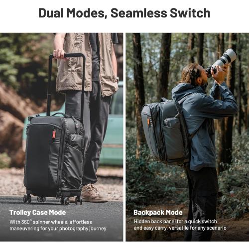 PGYTECH 2-in-1 Roller Camera Backpack, DSLR/SLR/Mirrorless Bag for Travel Photographers, Rolling Luggage with Tripod & Removable Modular & Rain Cover, Compatible with Canon, Nikon, Sony