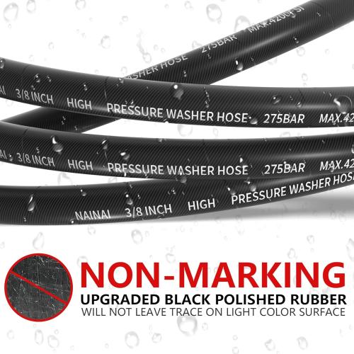 Black and Red NAINAI 3/8 Kink Resistant Pressure Washer Hose,Industrial Grade Double Layer Steel Braided & NonMarking Rubber for Hot/Cold Water Power Washer Hose With 3/8 Inch Quick Connector,4200PSI Length unknown
