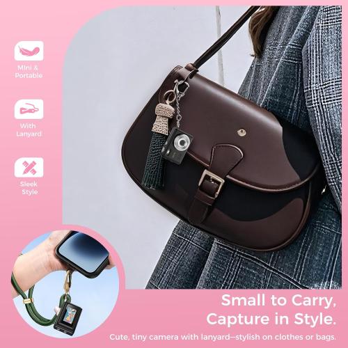 HOTU Mini Keychain Digital Camera, Y2K Pocket-Size Mini Camera, 2MP 1080P Small Camera with 8GB Card, Video Recorder with Long Battery Life for Travel, Party and Vlog (Black)