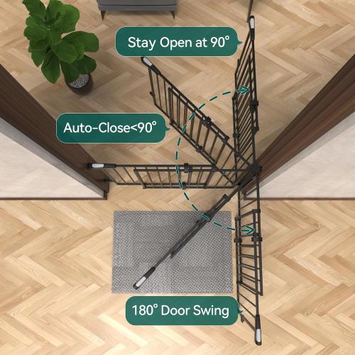 Babelio Baby Gate for Stairs, Kitchen & Doorways, No Bottom Bar| One-Handed Operation| Auto-Close| Hardware Mount (Drill Needed) Safety Dog/Pet Gate (Black )