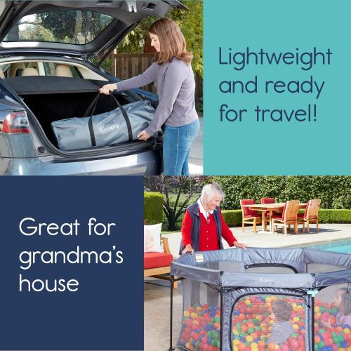 Hiccapop 53” PlayPod Outdoor Baby Playpen for Baby with Canopy, Deluxe Portable Playpen for Babies and Toddlers with Dome