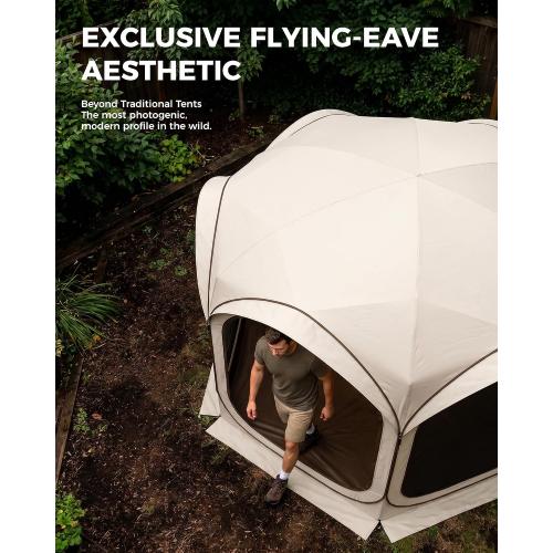 12x12 FT Pop-Up Screen Tent, Portable Screen Room Canopy with Zipper Doors for Patio, Backyard, Deck & Outdoor Activities, Beige