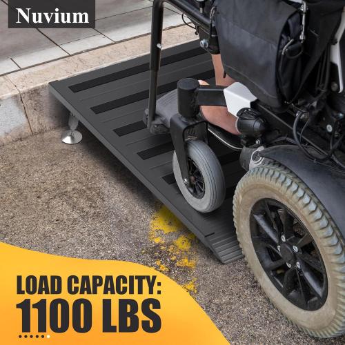 Threshold Ramp for Doorways,Adjustable Height 2.6-7.3 Aluminum Wheelchair Ramp with Heightening Screws and Swivel Angle Leg,1100lbs Load Capacity,30W＆36''L Curb Ramp for Trolley,Power Chairs