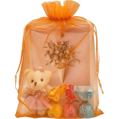 Jexila 50 Pack Orange Organza Gift Bags 8X12 inch Large Mesh Bag Drawstring for Gift Wrap Halloween Goodie Candy Treat Bag for Kids Birthday Halloween Party Favor