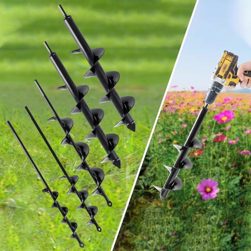 VASGOR Set of 5 Auger Drill Bit for Planting (1.6x16, 2x16, 2.6x16, 3x16, 3.5x16) - Easy Planter Garden Auger - Bulb & Bedding Plant Augers - Post Hole Digger for 3/8” Hex Drive Drill