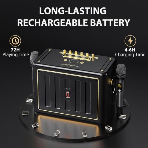 JYX Karaoke Machine with 2 Wireless Microphones, Portable Bluetooth Singing PA System Bass/Treble Adjustment, Supports TV Connetion/Bluetooth/USB/TF/AUX for Home Party