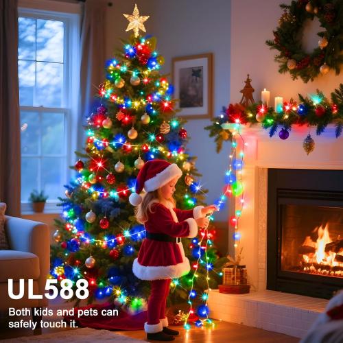 124 FT 380 LED String Lights Outdoor Indoor, Christams String Lights Waterproof 8 Modes & Timer, Fairy Lights Plug in for Bedroom, Weeding, Patio, Party, Holiday,Christmas Decor（Multicolor）