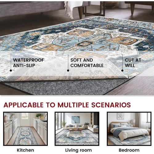 Waterproof Rug Pad, 10x14 ft Area Rug Non-Slip Carpet Pad, 1/4 Thick Non-Slip Rug Pads for All Floors and Finishes, Felt Pad for Hardwood Floors, Keeps Carpets in Place Soft and Safe