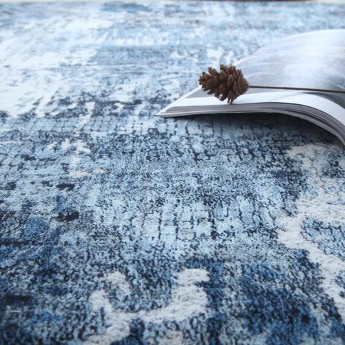 8x10 Rug Washable Boho Rug Soft Large Area Rug Non-Slip Non-Shedding Faux Wool Vintage Rug for Living Room, Farmhouse, Dining Room, Indoor, Kids Playroom, Blue