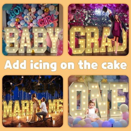 iMPRSV 4FT Light Up Letters - Large Marquee Letters Kit for Birthday Party, Wedding Decorations & Arch