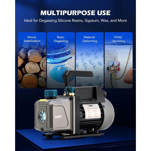 Orion Motor Tech 3 Gal Vacuum Chamber with Pump Kit, 3.5 cfm Vacuum Pump and Chamber Kit with Tempered Glass Lid 5 ft Hose, Vacuum Degassing Chamber Kit for Stabilizing Wood Degassing Silicone Resin