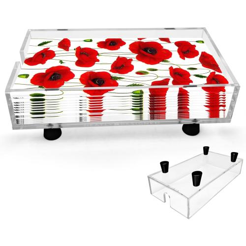 Acrylic Hand Towel & Napkin Holder with Black Feet - 9x5 Inches - Clear