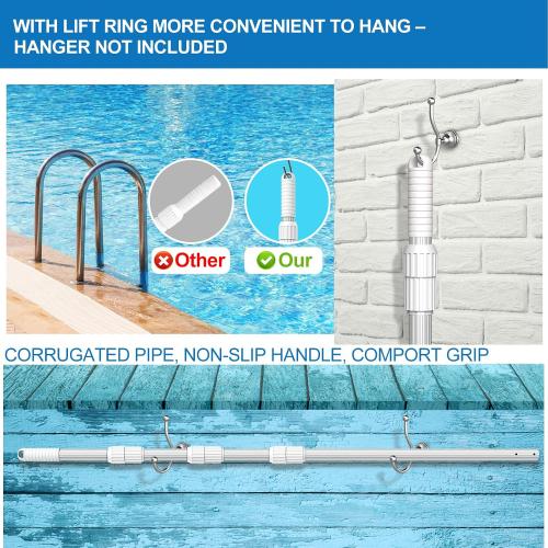 ARLBA Professional 16.5 Foot Swimming Pool Pole Telescopic，Heavy Duty Aluminum Extension Pole Thicken 1.30mm,Telescoping Pole Adjustable 6.5-16.5ft, Pool Cleaning Pole for Vacuum,Brush,Skimmer Net
