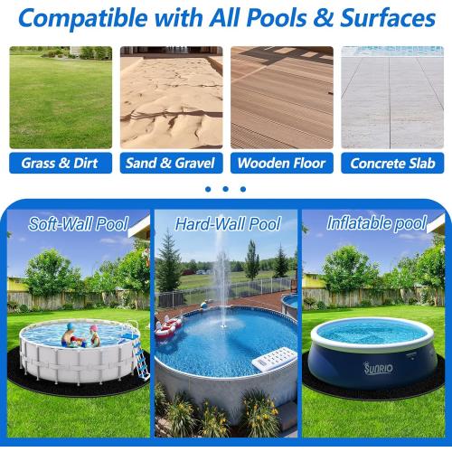 21ft Round Above Ground Pool Pad, 300G/M² (9oz/yz²) Heavy Duty Pool Mats | Seamless Puncture Resistant Under Pool Mat, Professional Ground Protector for Gravel & Concrete, Black