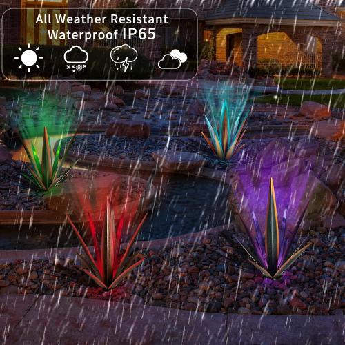 KODIBO 24 Large Metal Agave Plant Outdoor Decor with Solar Light, Rusty | IP65 Waterproof Solar Light, Weather-Resistant Metal, Hand-Painted Finish, Tequila Rustic Sculpture, Southwestern Style Decor