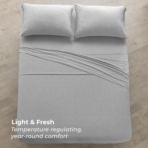 Pure Bedding Bed Sheets - King Sheet Set [6-Piece, Heather Light Grey] - Hotel Luxury 1800 Brushed Microfiber - Soft and Breathable - Deep Pocket Fitted Sheet, Flat Sheet, Pillow Cases