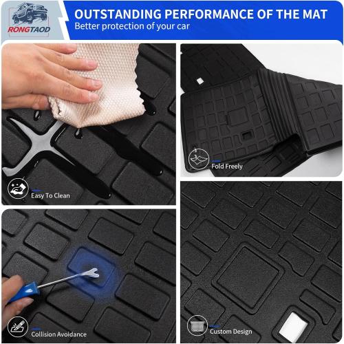 Rongtaod 6 Seats Floor Mats Compatible with 2020-2025 2026 Ford Explorer Captain Chairs Trunk Liner Cargo Liner Cargo Mat 2024 Explorer Accessories (Floor Mats Trunk Mat with Backrest Mat)