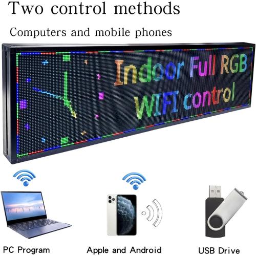 P4 Indoor Programmable Led Sign Scrolling Custom Display Message Board Digital Word Light for Business Bar Screen WiFi Control Electronic Advertising Pixel Led Panel Store Signs Menu(41.5×11.3)