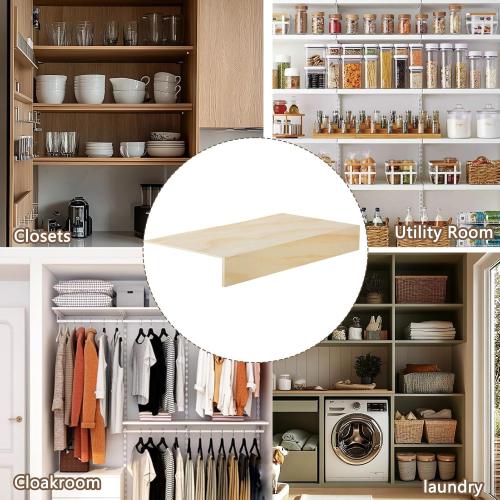 5 Pack Wooden Shelf Covers 24 x 12 Inch,Wire Rack Covers for Pantry Wood Shelf Liners-0.25 inch Thick,Weight Removable Wood Shelf Covering for Closet Kitchen Pantry Bathroom Office