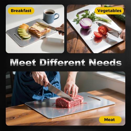 SILVER URMONA 3 PCS 304 Stainless Steel Cutting Board For Kitchen, Non-Staining&Odor-Free, Burr-Free Edges, Dishwasher Safe, Non Toxic Cutting Board（S M L）