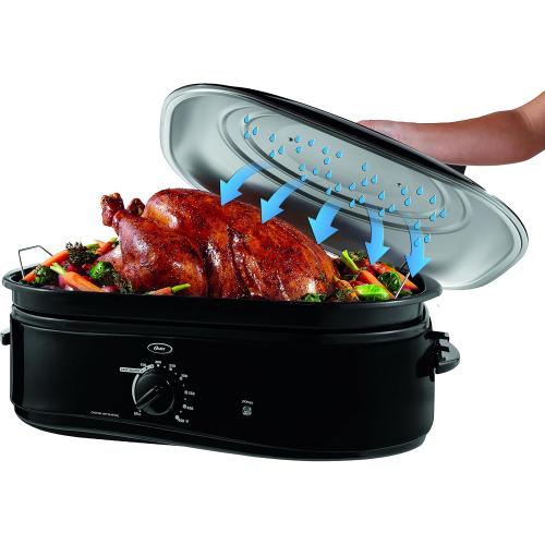 Oster CKSTRS18-BSB-W 18-Quart Roaster Oven with Self-Basting Lid, Black