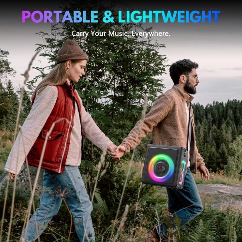 Karaoke Machine, Portable Bluetooth 5.3 Speaker with 2 Wireless Microphones for Adults, PA System with Pitch Correction & Echo Adjustment, Supports TWS/TF Card/USB/AUX/Live for Home Party (2MICS)