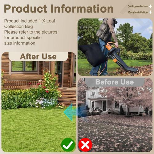 50026858 Trivac Leaf Collection Bag WGBAG500 Compatible with Worx WG502 WG508 WG505 WG509 WG500 WG501 Leaf Blower. Replacement Leaf Blower Vacuum Vac Shoulder Bag