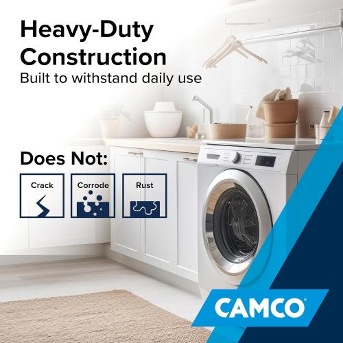 Camco Low Profile Washing Machine Drain Pan with PVC Fitting, 30.5-Inch x 34.5-Inch, Graphite - Protects Your Floors from Washing Machine Leaks - Easy to Use - Graphite - 20784