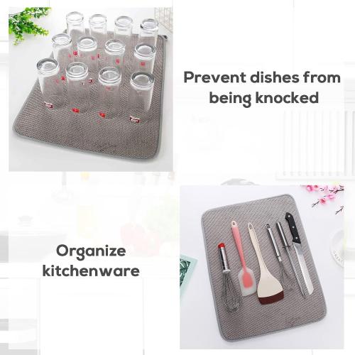 2 Pack Microfiber Dish Drying Mat,Absorbent Dish Drainer Kitchen Counter,Super Absorbent Dish Drying Pads 20×15 Inch Grey