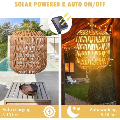 Outdoor Chandelier Solar Pendant Light Outdoor Hanging Lantern Solar Chandelier with Edison Bulb Remote Dimmable Waterproof for Porch Patio Gazebo Garden Yard Decoration
