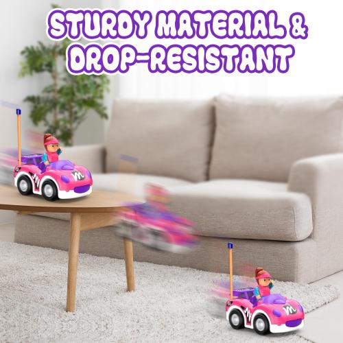 Remote Control Car for Toddlers 1-3, RC Race Toys for 3 Year Old Girl, Radio Controlled Car with Lights & Music Toys for Ages 2-4 Girls, Birthday Gift for Toddlers Baby Girls (Pink)