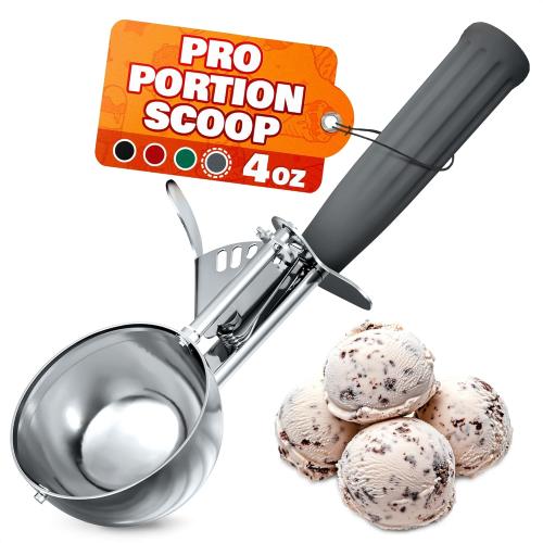 4 oz Ice Cream Scoop with Trigger Release #8 – Stainless Steel Versatile Tool for Baking, Cookies and Desserts Spoons, Dishwasher-Safe, Ergonomic Design, Great as Christmas Gifts for Dessert Lovers
