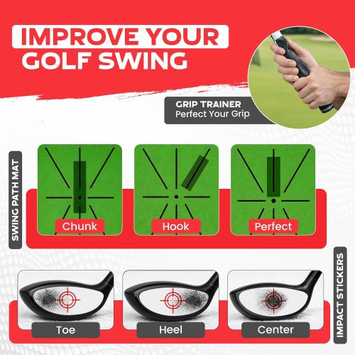10x7ft Heavy Duty Golf Hitting Net with Swing Path Mat & Turf Insert – Backyard & Garage Golf Practice Net for Real Golf Balls, Indoor Outdoor Full Swing & Chipping