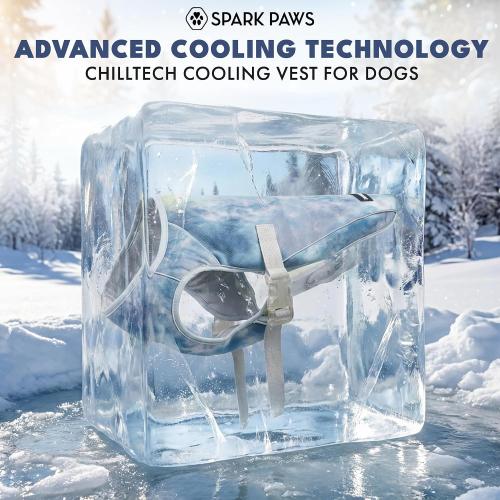 Spark Paws Dog Cooling Vest - SPF 50 UV Sun Protection - Summer Heat Relief Gear for Dogs, Lightweight, Evaporative Cooling - Dog Anxiety Relief Vest During Hot Days - Ice Blue, Medium