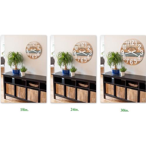 18 Wooden Multi-Color Maritime Coastal Beach Large Number Wall Clock (Blue, 18 inch)