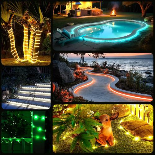 Minetom Color Changing Rope Lights Outdoor, 33FT 100 LED String Lights with Plug & Remote, Waterproof Christmas Light Outdoor Decoration, Twinkle LED Rope Light for Outside Indoor Bedroom,16 Colors