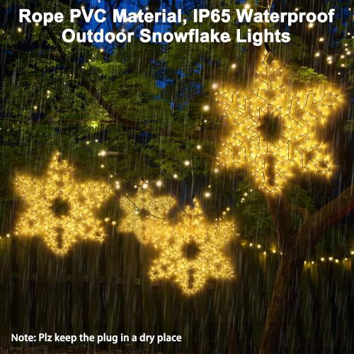 27 Christmas Big Snowflake Lights Mains Powered with Timer for Xmas Decor | Mains Powered, Timer Function, Warm White, 27x 25 Giant Fancy LED Snowflake Lights