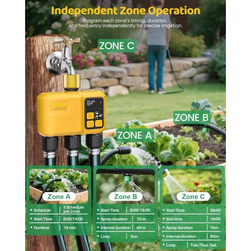 WiFi Water Timer 3 Outlet Garden, Brass Inlet