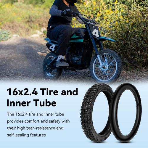 EOPOAYI 16x2.4 64-305 Front Tire and Inner Tube Set Replacement for Razor MX650 MX500 SX500 Mcgrath Dirt Rocket Bike, 16 inch Bike Tire for Kids Bicycles Heavy Duty EcoSmart Metro E-Scooter