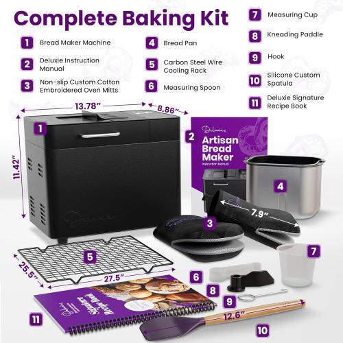 2LB Sourdough Bread Maker Machine for Home Bakery - 17 Program Gluten Free Bread Machine Maker with 15H Timer, 3 Loaf/Crust Sizes, Nut Dispenser - Aluminum Breadmaker Machines w/Recipe Book