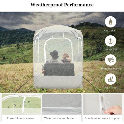 Sports Pods, Instant Pop Up Bubble Tent Fits 1-2 Persons, No Condensation, Spacious Interior, Ultra Visibility for Outside Sports Events, Fishing, Ultra Visibility, All Weather Protection