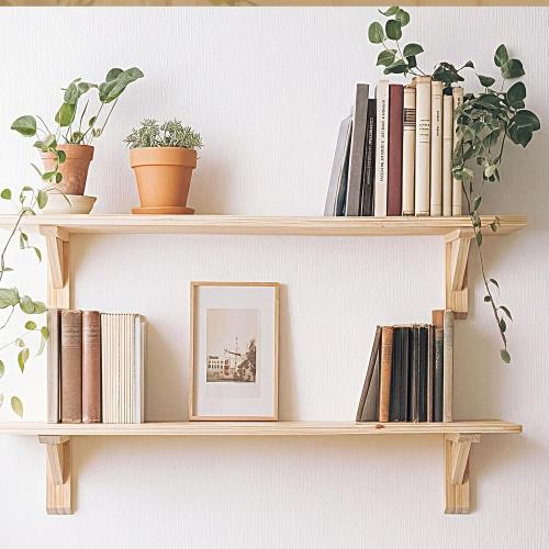 Cinnvoice 4 Pcs Wood Corbels Wooden Shelf Brackets 1.8 W x 5.9 D x 5.9 H Rustic Solid Wood Corbels Decorative Pine Shelf Bracket for Doorway Countertop Kitchen Cabinet Book Shelves(Natural Color)