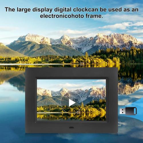 Black 7inch Johnziny Digital Clock with Day and Date for Elderly Large Display Digital for Elderly Dementia Clock Alarms, 12 Alarms and 8 Tags,4 Colors Display Calendar Alarm Clock(Black)