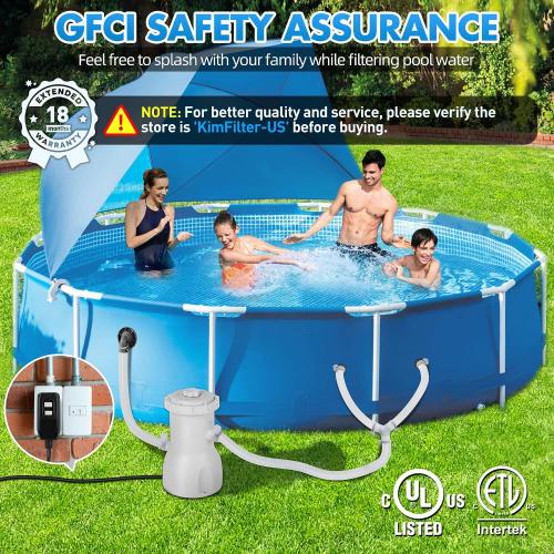 Standard Series Above Ground Pool Filter Pump - 800 GPH Flow Rate | Rapid Circulation & Micro-Debris Filtration, Pool Cartridge Filter Pump System - Keep Water Crystal Clean & Clear - Grey