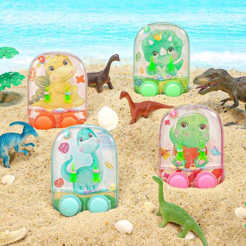 SevenQ Dinosaur Water Ring Toss Games - 4 Pack Handheld Toys for Kids and Family Stress Relief - Retro Mini Car Game for Party Favors, Gifts, and Travel